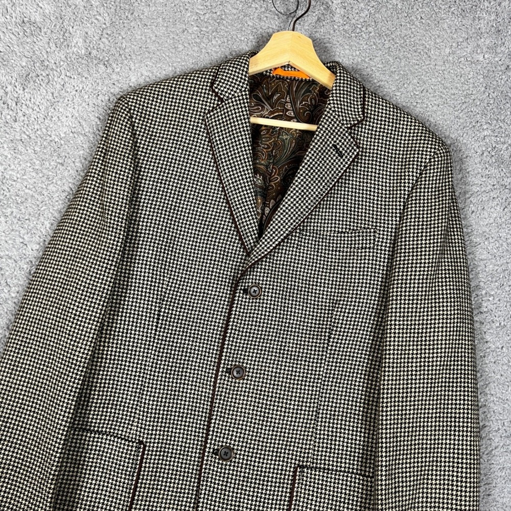 Tallia Blazer Women Size 43 Brown‎ Excellent Houndstooth Paisley Lining Tailored